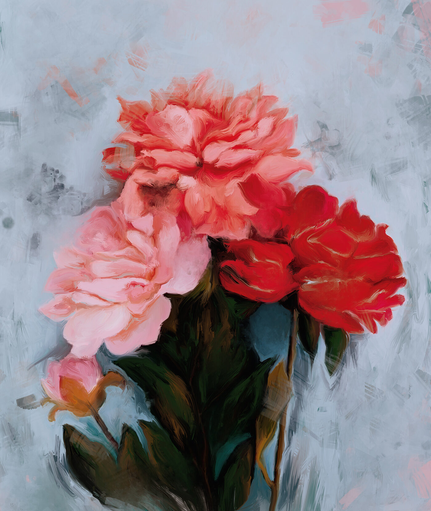 Pintura digital de flores realizada en Photoshop . 2018